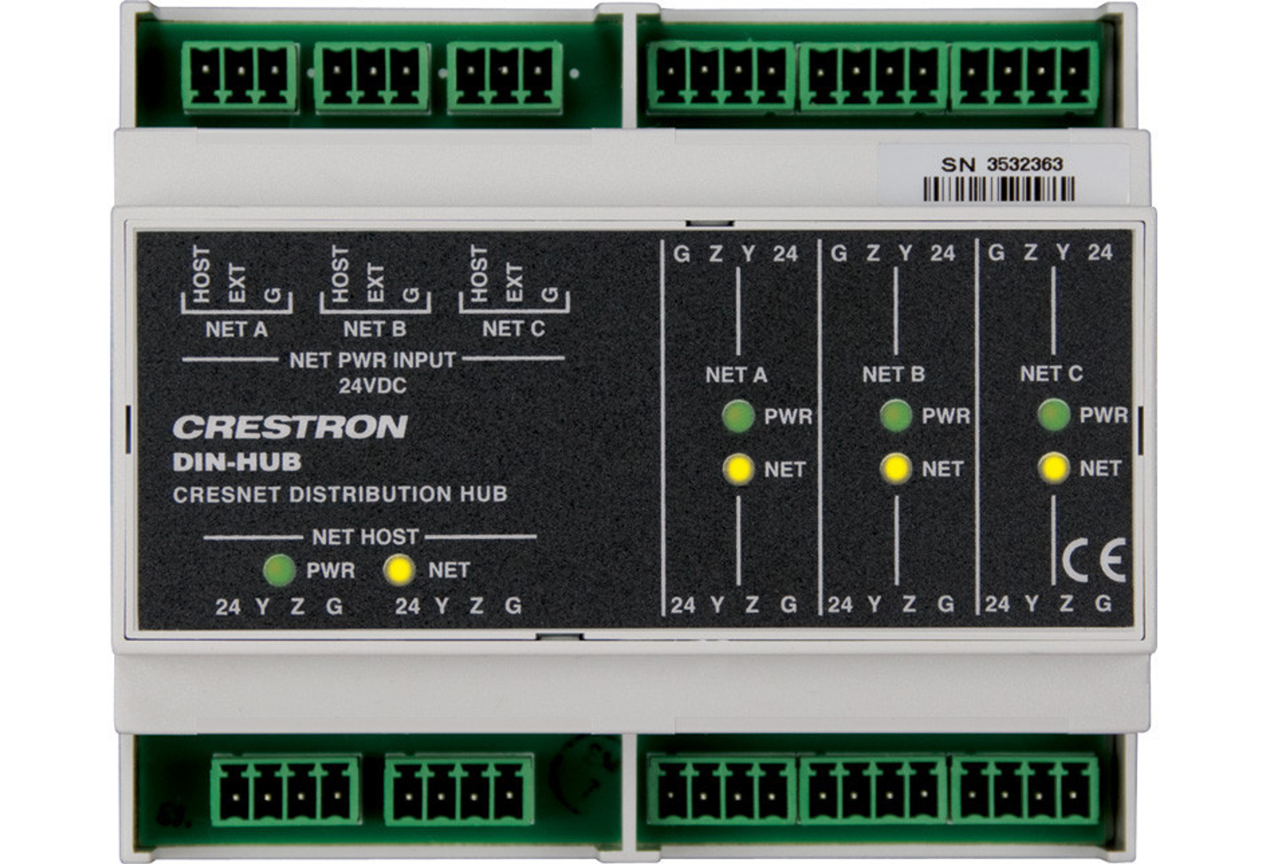 Распределительный узел Cresnet на DIN-рейке Crestron DIN-HUB