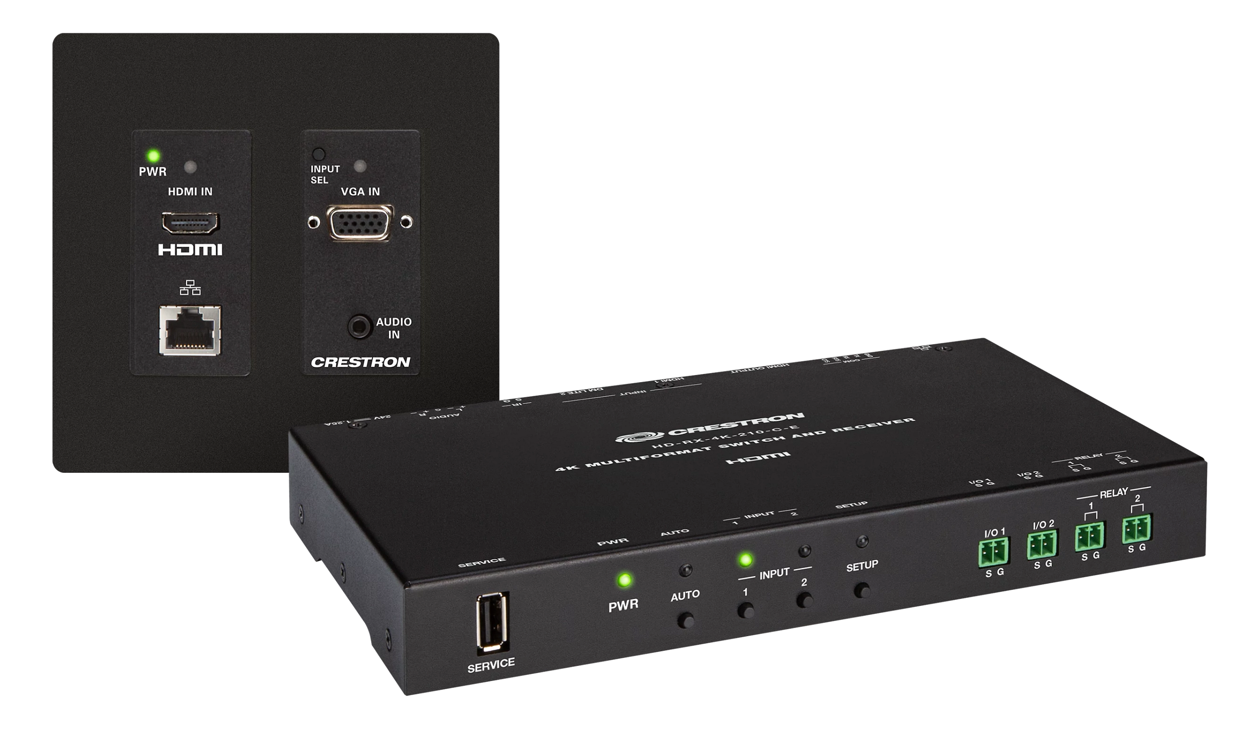 Масштабирующий автоматический коммутатор 4K 3x1 и настенный удлинитель DM Lite® Crestron HD-MD-4K-300-2G-B KIT