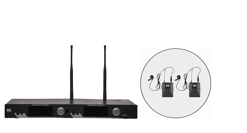 Радиосистема, 2 петличных микрофона itC T-521UL