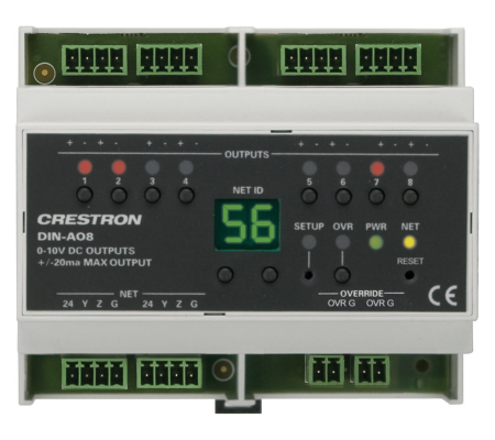 Аналоговый выходной модуль на DIN-рейку Crestron DIN-AO8 