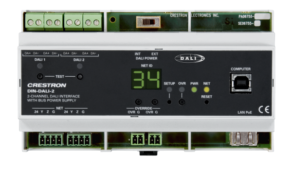 2-канальный интерфейс DALI® Crestron DIN-DALI-2